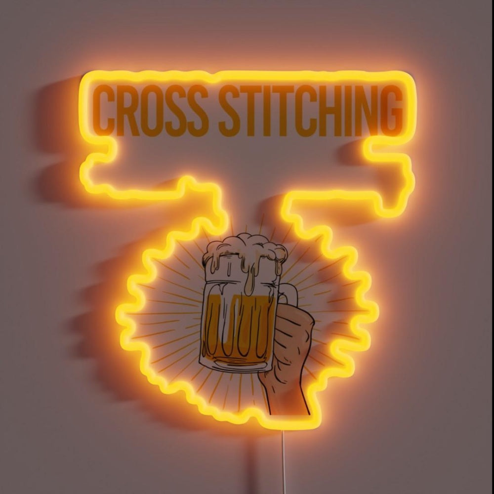 Beer Perfect Day Cross Stitching Rgb Led Neon Sign - Custom LED neon sign front view