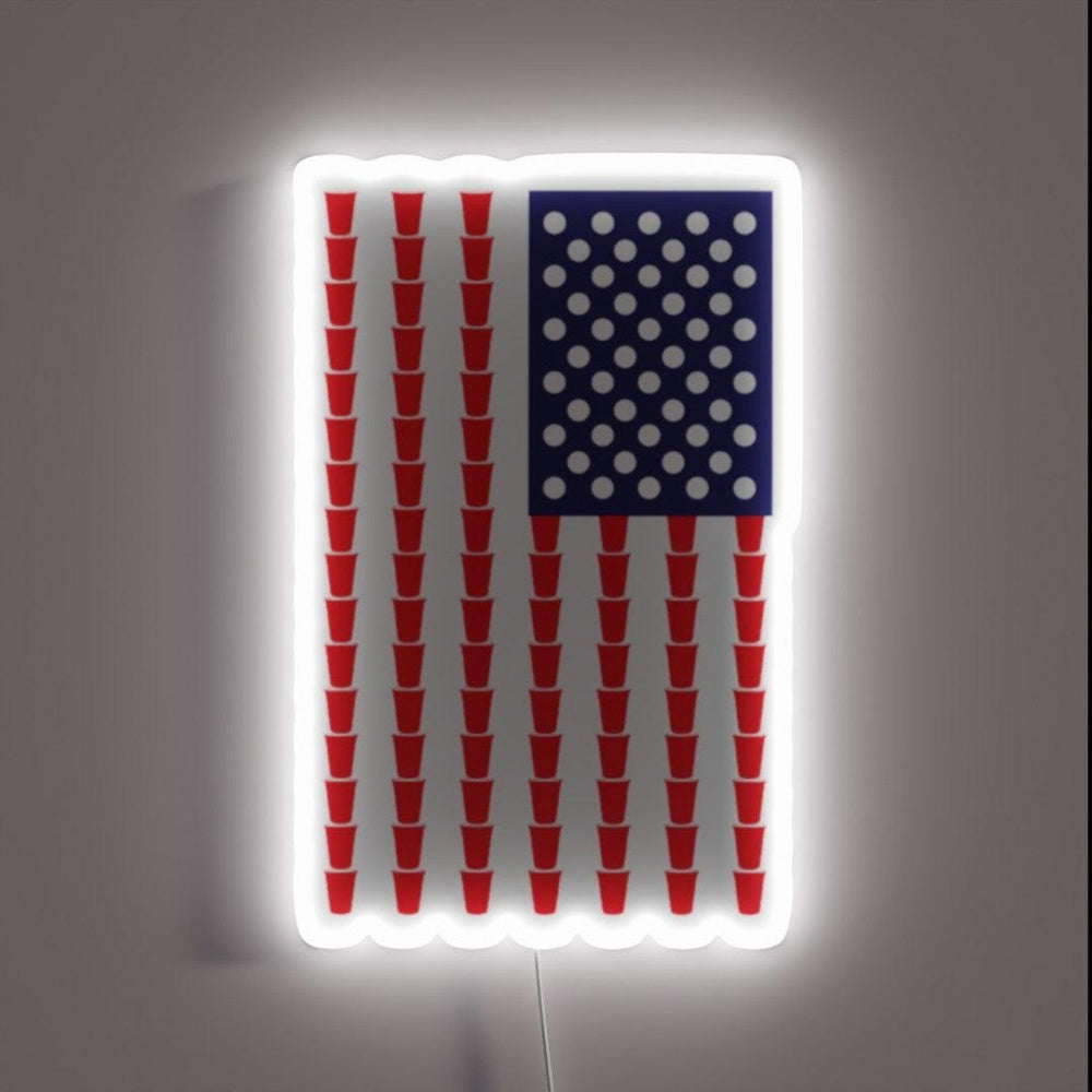 Beer Pong American Flag Rgb Led Neon Sign - Custom LED neon sign front view