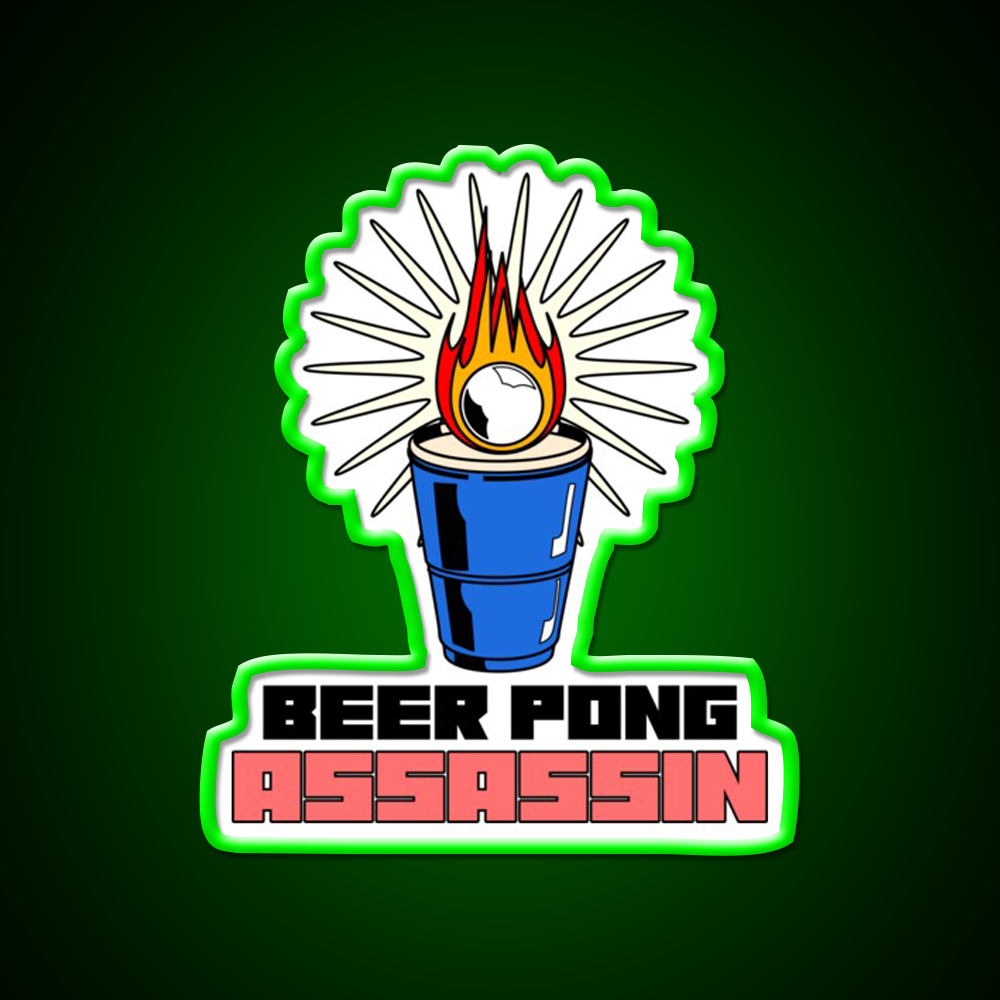 Beer Pong Assassin Man Cave Bar Led Neon Sign Rgb Color