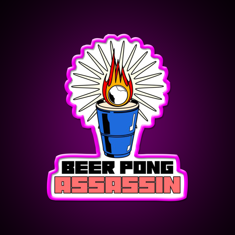 Beer Pong Assassin Man Cave Bar Led Neon Sign Rgb Color