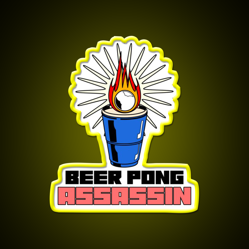 Beer Pong Assassin Man Cave Bar Led Neon Sign Rgb Color