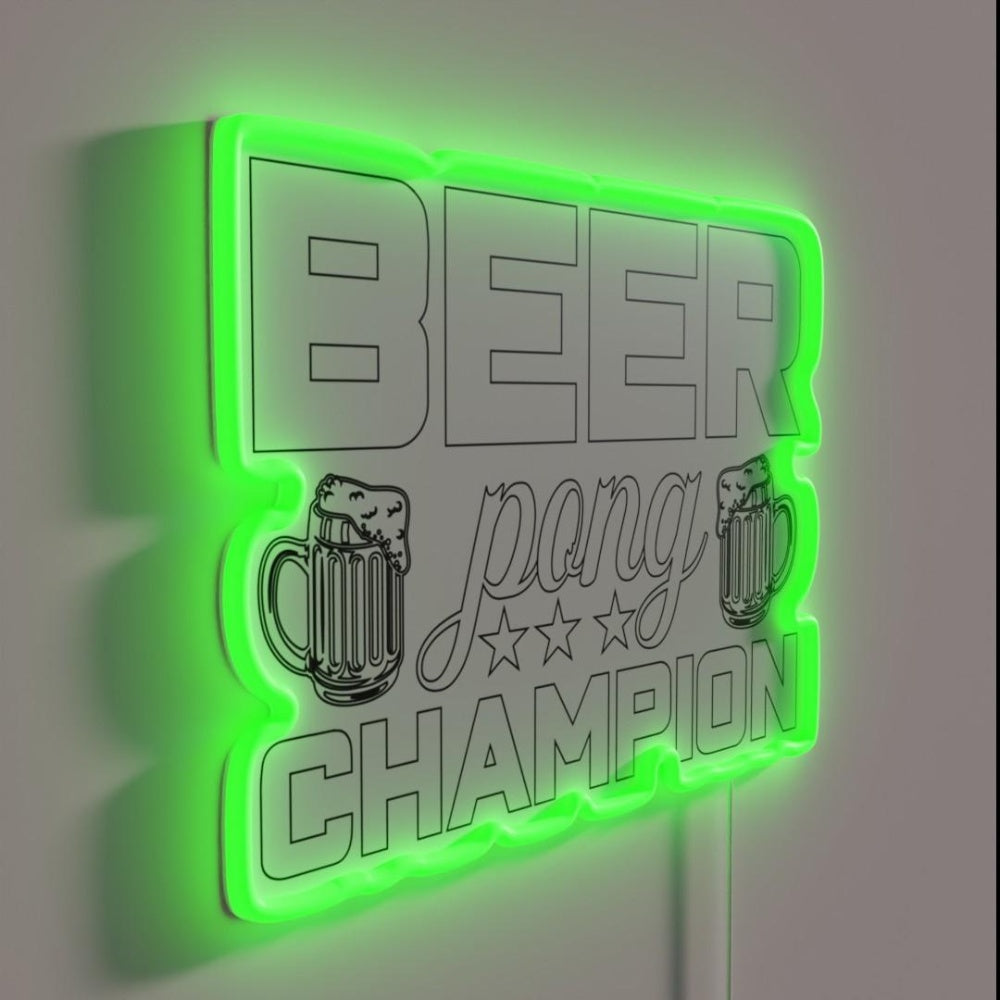 Beer Pong Champion Drinking Game Master Rgb Led Neon Sign - LED neon sign close-up detail