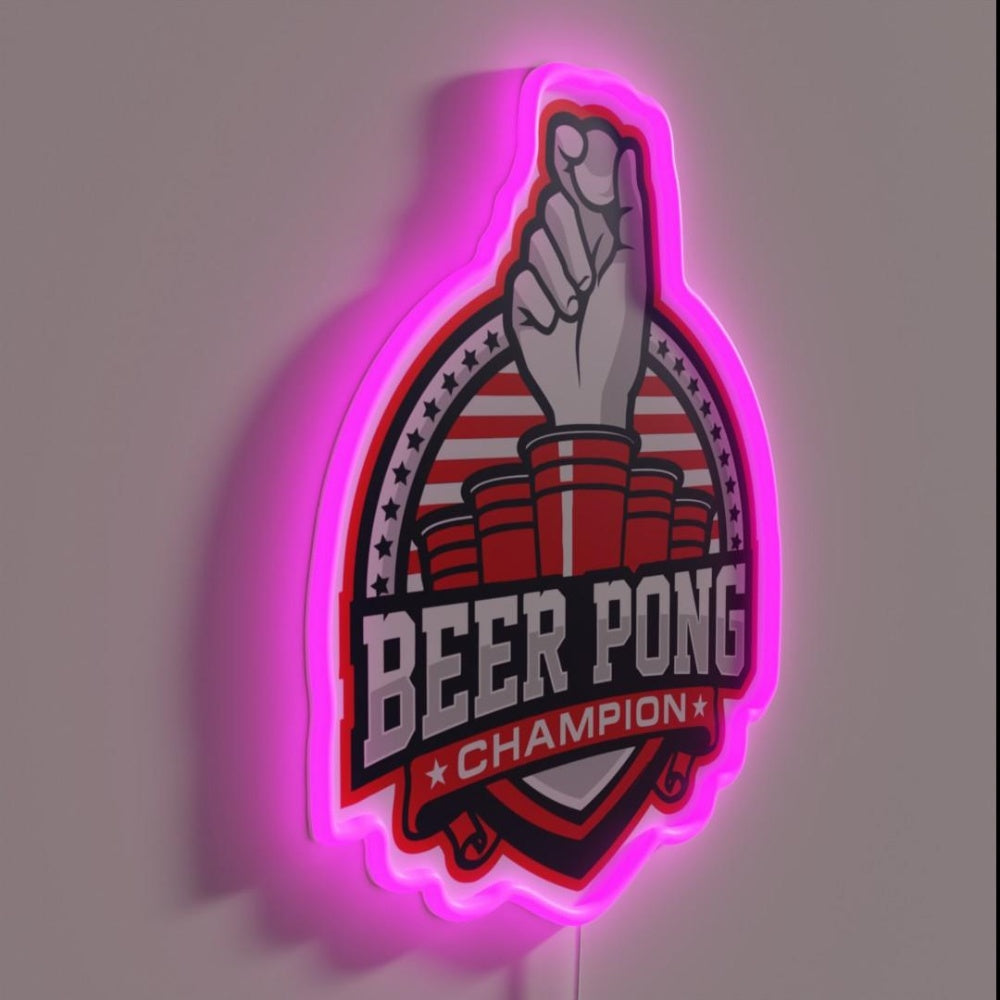 Beer Pong Champion Rgb Led Neon Sign - LED neon sign close-up detail