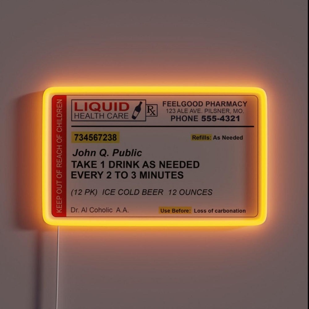 Beer Prescription Rgb Led Neon Sign - Custom LED neon sign front view