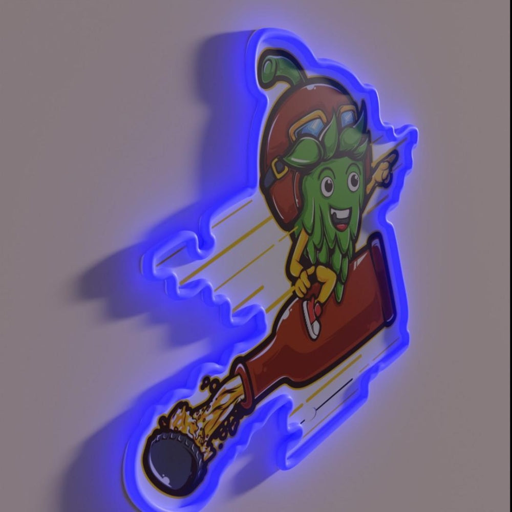Beer Rocket With Hop Pilot Rgb Led Neon Sign - LED neon sign close-up detail