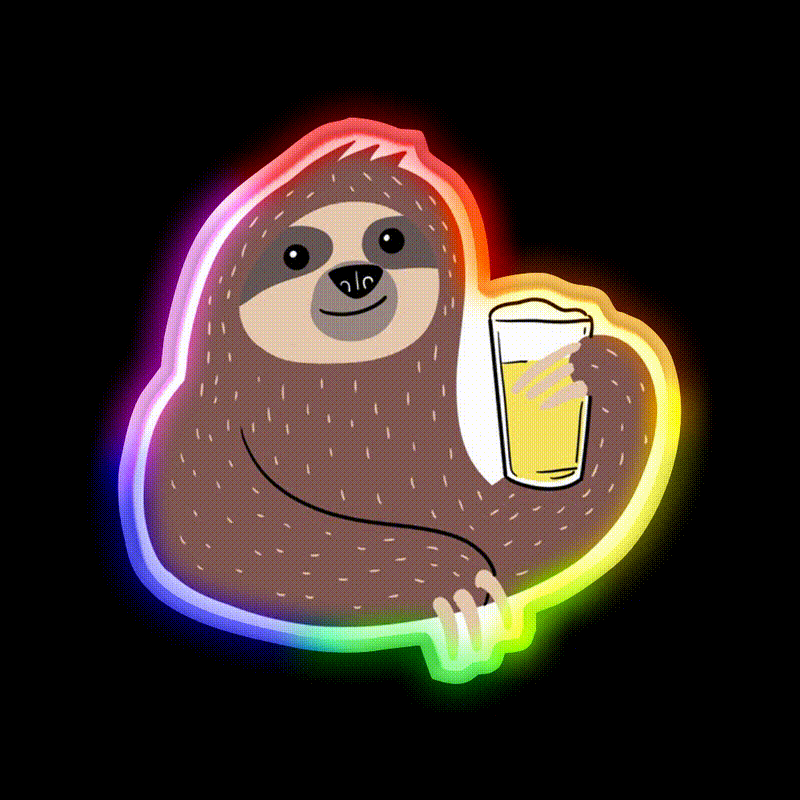 Beer Sloth Beer Bar Decor Led Neon Sign Rgb Color - LED neon sign close-up detail