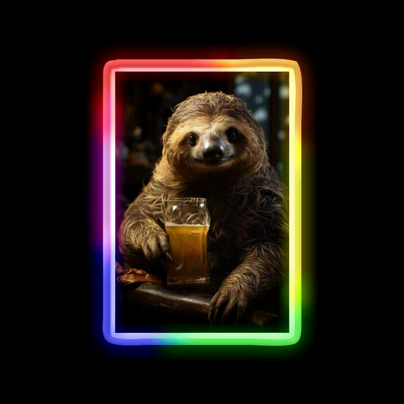 Beer Sloth Pub And Ale Man Cave Bar Led Neon Sign Rgb Color