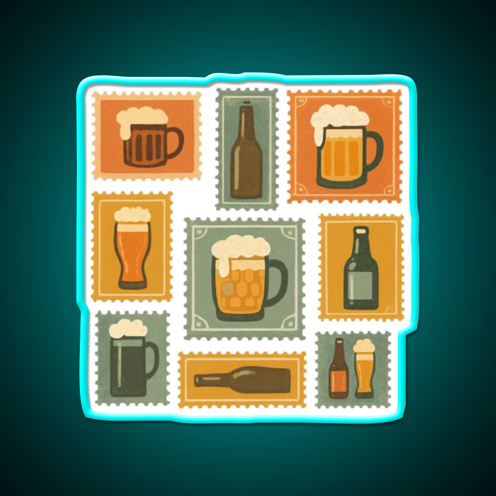 Beer Stamps Beer Bar Decor Led Neon Sign Rgb Color - Size and dimension reference