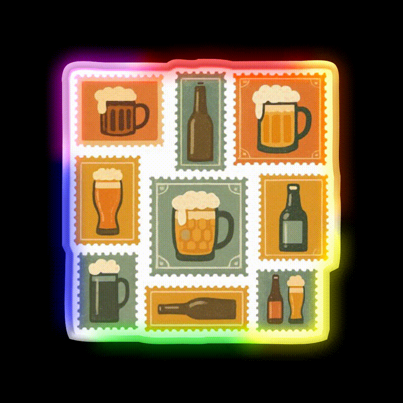 Beer Stamps Beer Bar Decor Led Neon Sign Rgb Color - LED neon sign close-up detail