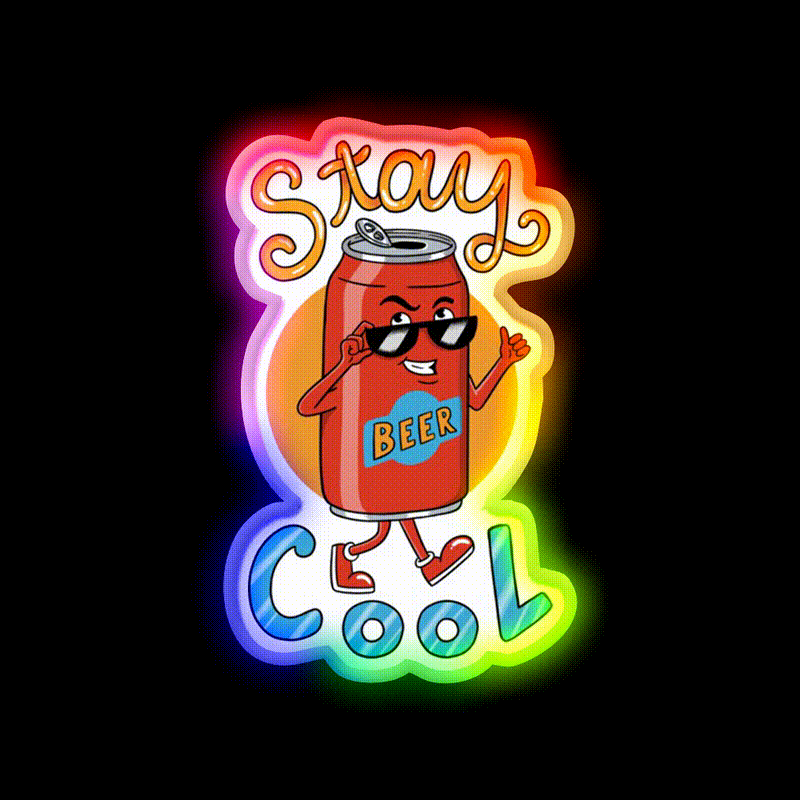 Beer Stay Cool Man Cave Bar Led Neon Sign Rgb Color