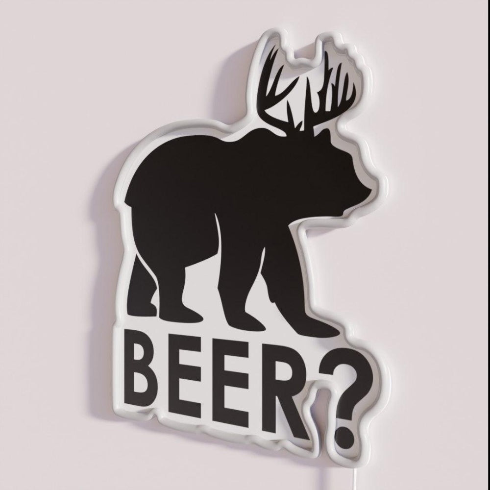 Beer The Beer Bear Rgb Led Neon Sign - Neon sign mounted on wall in room