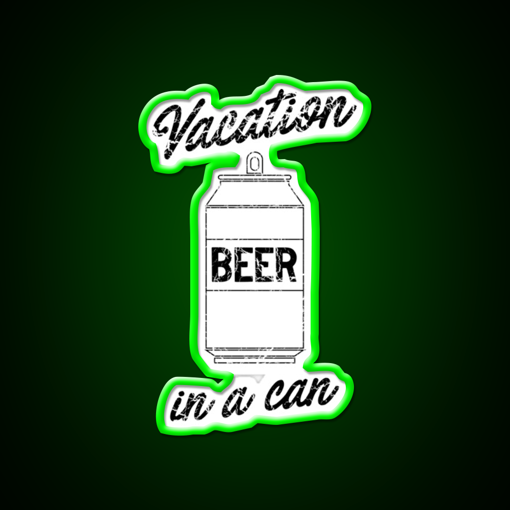 Beer Vacation In A Can Man Cave Bar Led Neon Sign Rgb Color