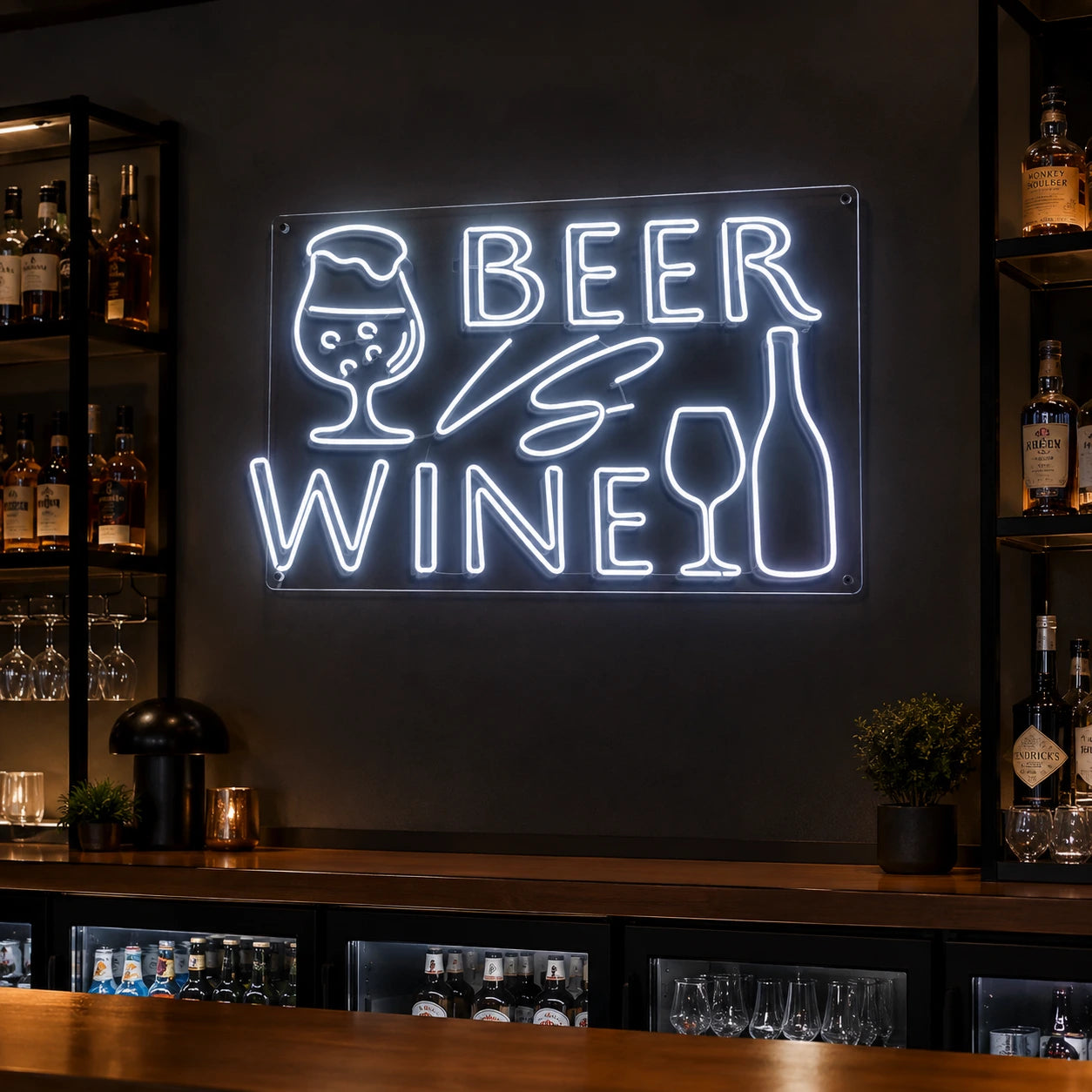 Beer Vs Wine LED Neon Sign - 03 Real Lifestyle Scene