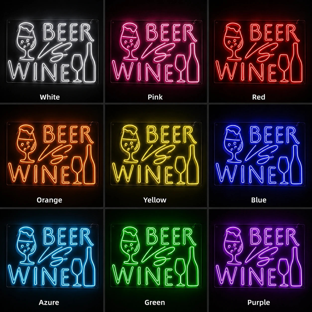 Beer Vs Wine LED Neon Sign - 05 Color Grid