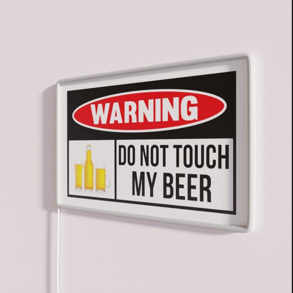 Beer Warning Rgb Led Neon Sign - Neon sign mounted on wall in room