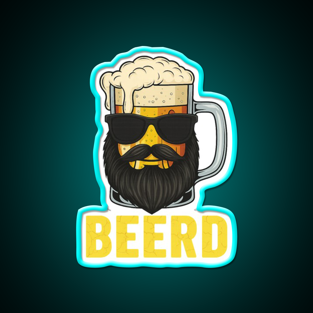 Beerd Funny Beer Beard Drinking Humor Man Cave Bar Led Neon Sign Rgb Color