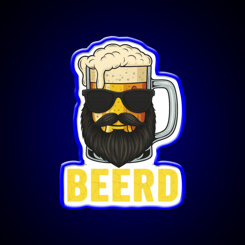 Beerd Funny Beer Beard Drinking Humor Man Cave Bar Led Neon Sign Rgb Color