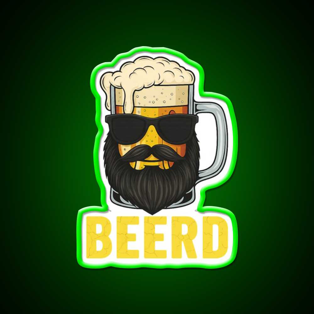 Beerd Funny Beer Beard Drinking Humor Man Cave Bar Led Neon Sign Rgb Color