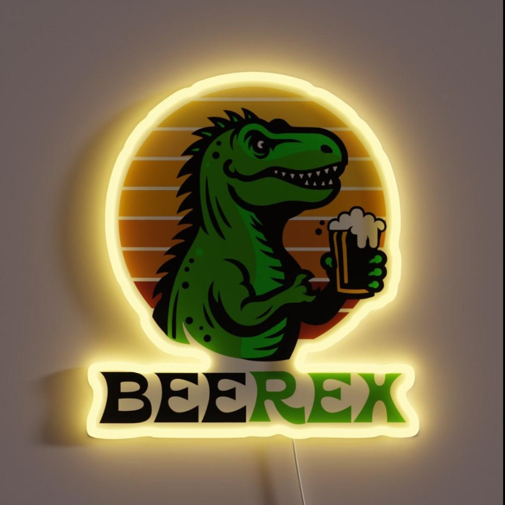 Beerex T Rex Drinking A Beer Rgb Led Neon Sign - Custom LED neon sign front view