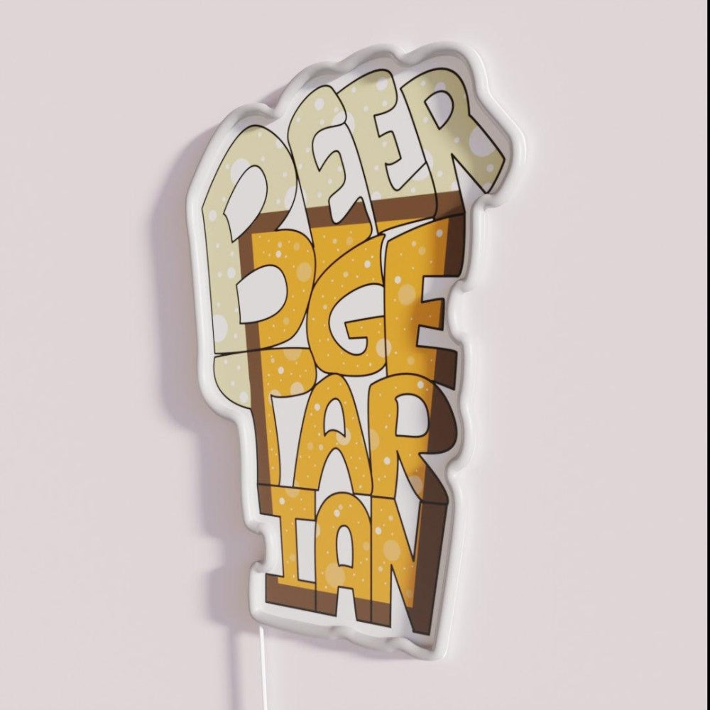 Beergetarian Oktoberfest Beer Lovers Brewery Product Rgb Led Neon Sign - Neon sign mounted on wall in room