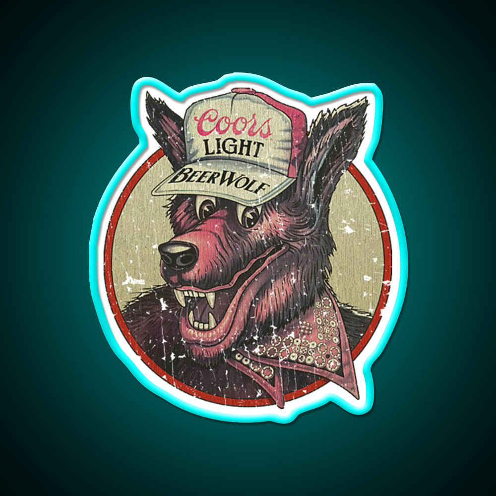 Beerwolf 1983 Beer Bar Decor Led Neon Sign Rgb Color - Size and dimension reference