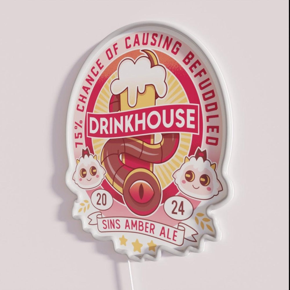 Befuddled Sin Amber Ale Rgb Led Neon Sign - Neon sign mounted on wall in room