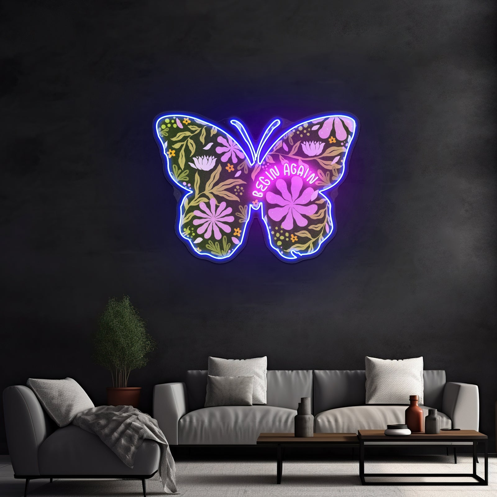Begin Again Butterfly Large Neon Signs - Shineneon