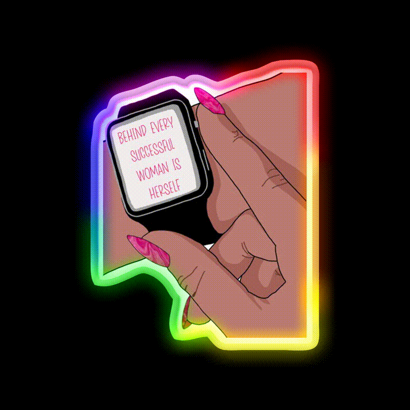 Behind Every Successful Woman Is Herself Nail Salon Led Neon Sign Rgb Color - LED neon sign close-up detail