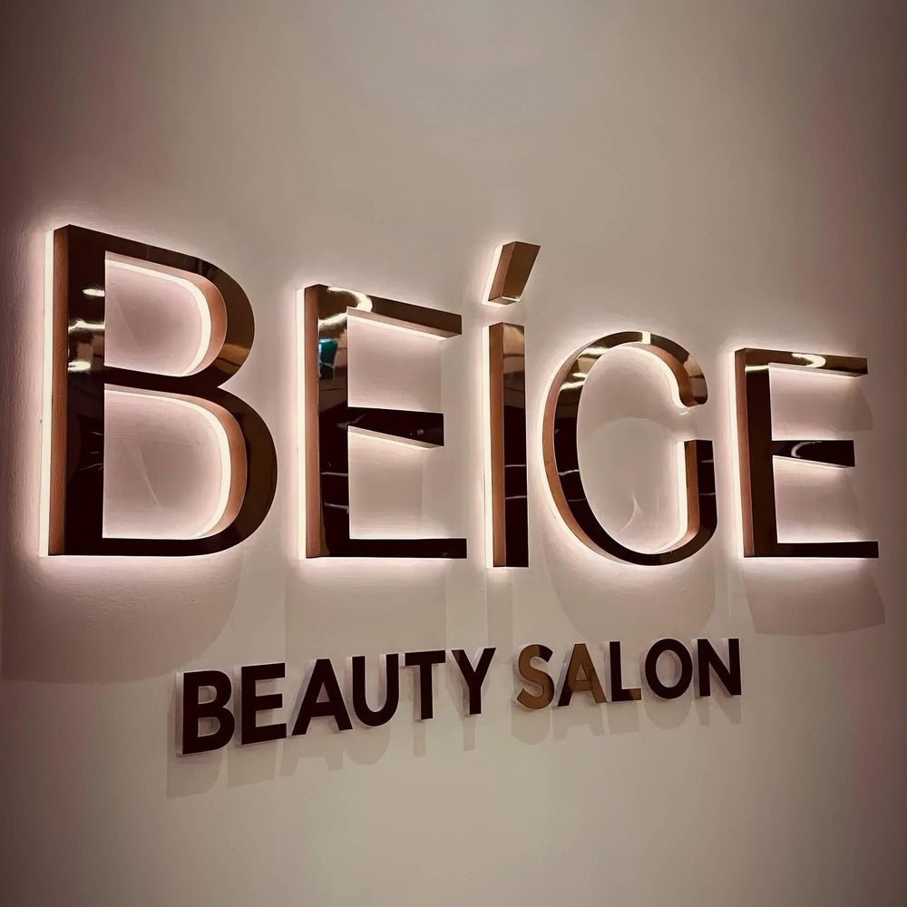 Beige Beauty Salon 3D Backlit Letters Business Metal Led Sign - Shineneon