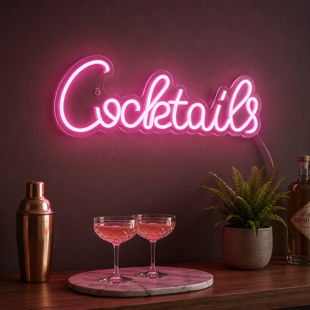 Beige Garden Greatness Cocktails LED Neon Sign Decoration Debenhams main product image