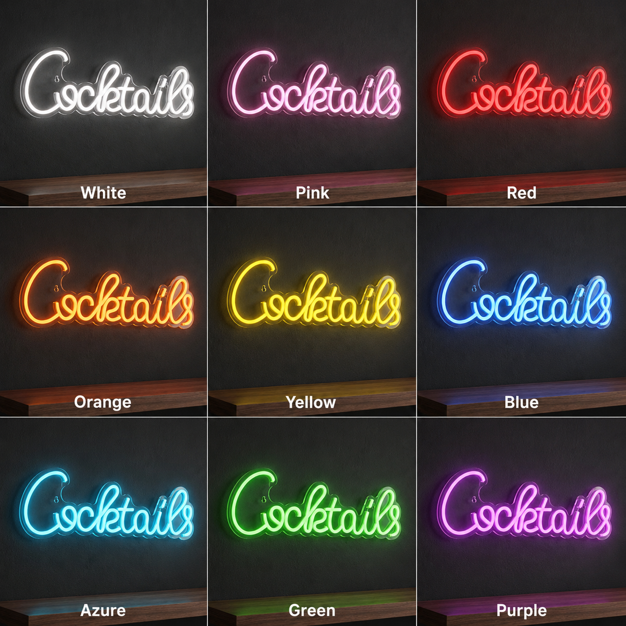 Beige Garden Greatness Cocktails LED Neon Sign Decoration Debenhams color grid