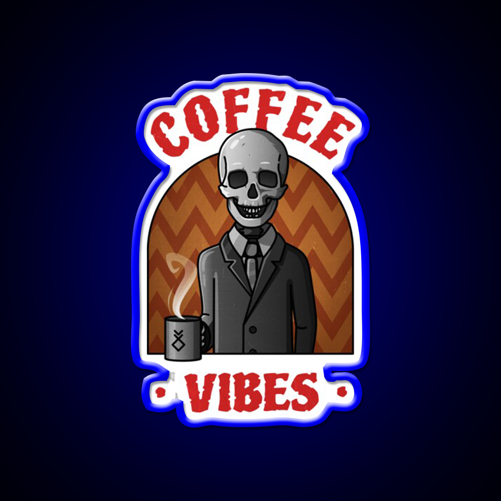 Being Skull Coffee Vibes Cafe Led Neon Sign Espresso Bar Art Rgb Color