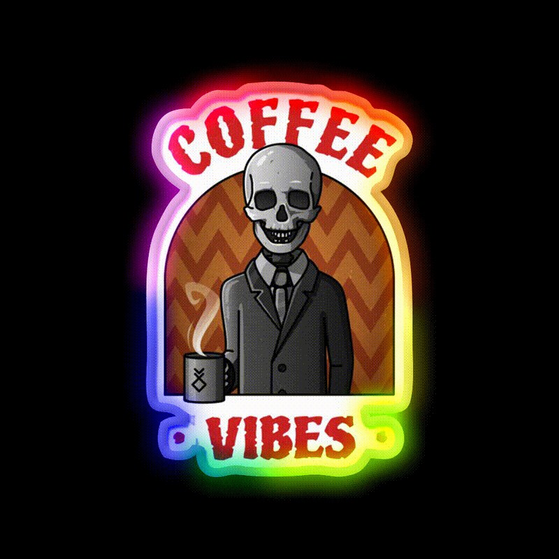Being Skull Coffee Vibes Cafe Led Neon Sign Espresso Bar Art Rgb Color