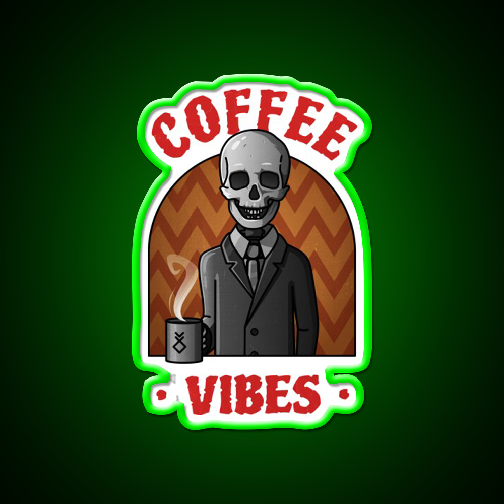 Being Skull Coffee Vibes Cafe Led Neon Sign Espresso Bar Art Rgb Color