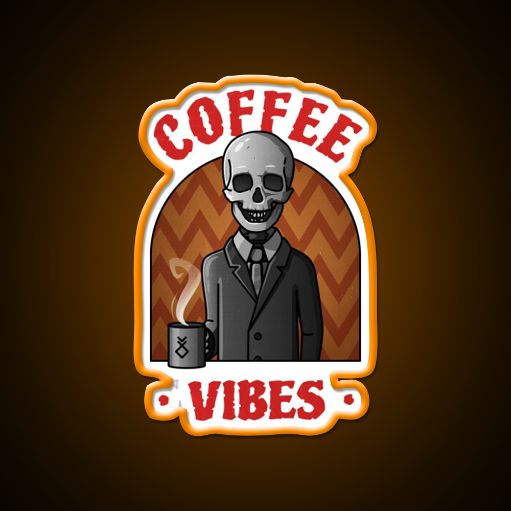 Being Skull Coffee Vibes Cafe Led Neon Sign Espresso Bar Art Rgb Color