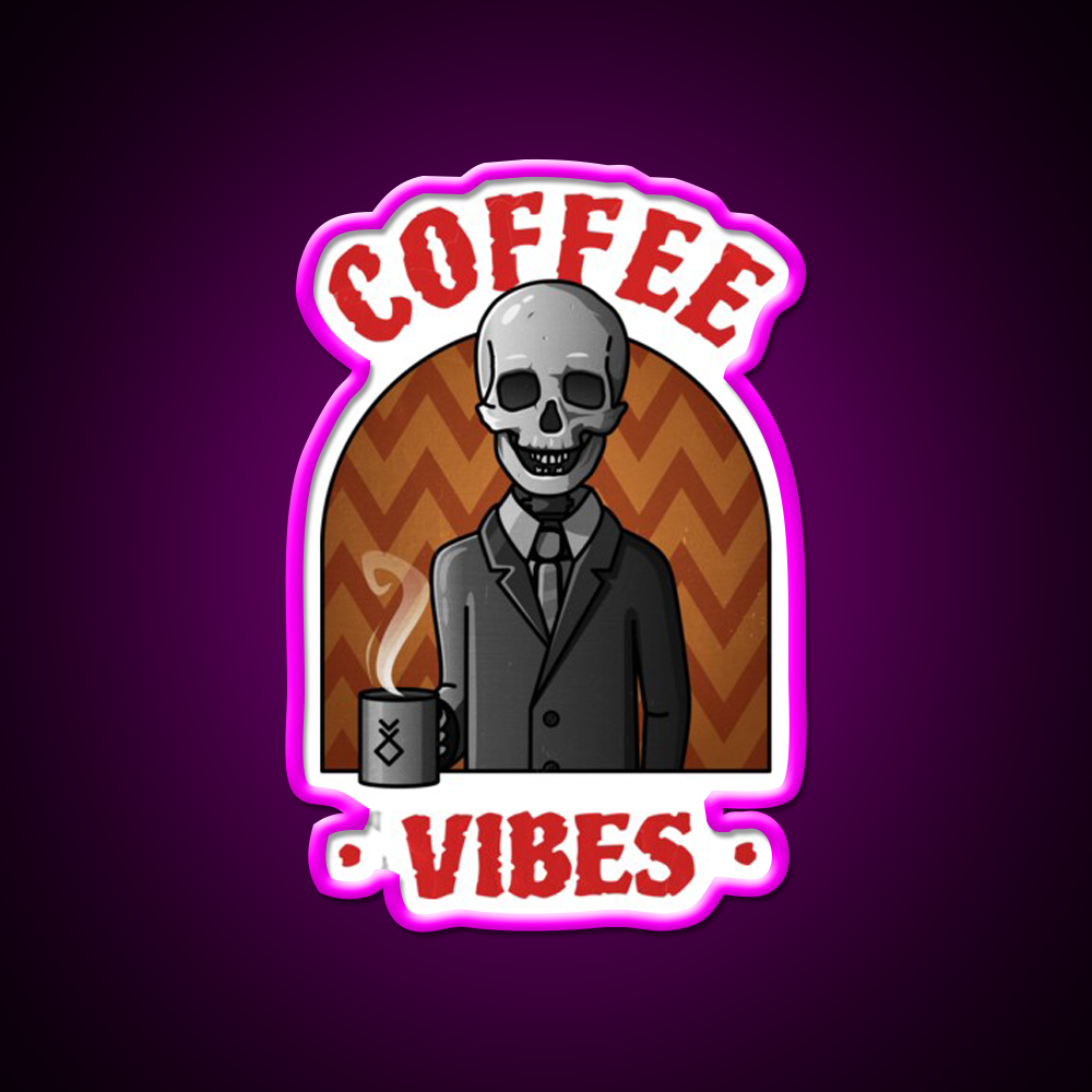 Being Skull Coffee Vibes Cafe Led Neon Sign Espresso Bar Art Rgb Color