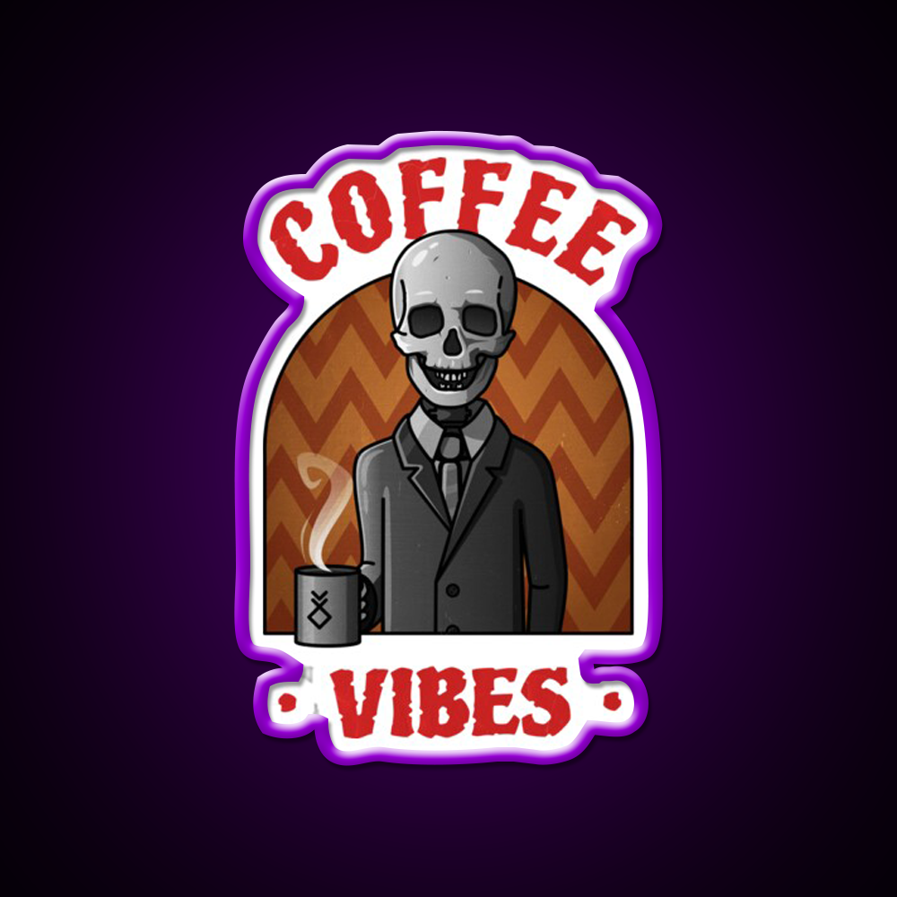 Being Skull Coffee Vibes Cafe Led Neon Sign Espresso Bar Art Rgb Color