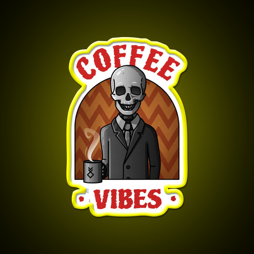 Being Skull Coffee Vibes Cafe Led Neon Sign Espresso Bar Art Rgb Color