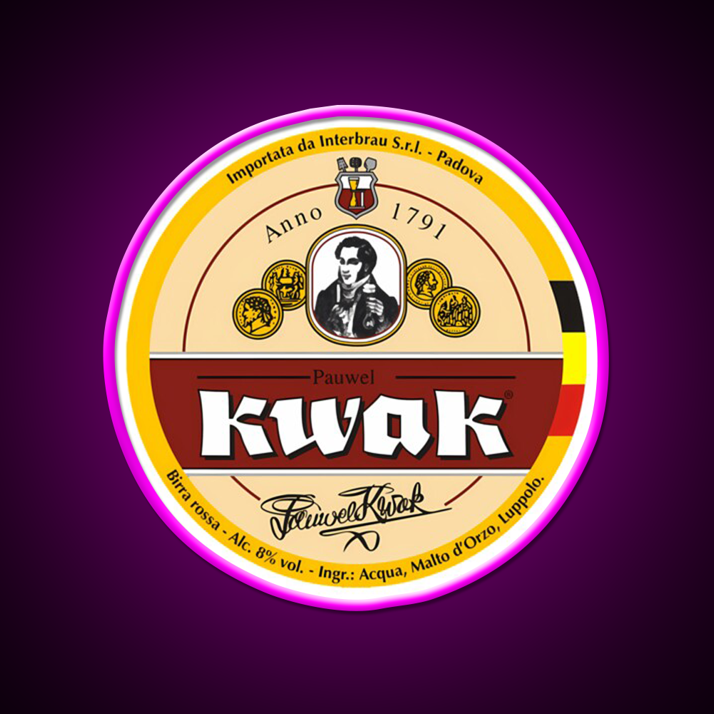 Belgian Kwak Beer Brewery Logo Beer Bar Decor Led Neon Sign Rgb Color - Neon sign mounted on wall in room
