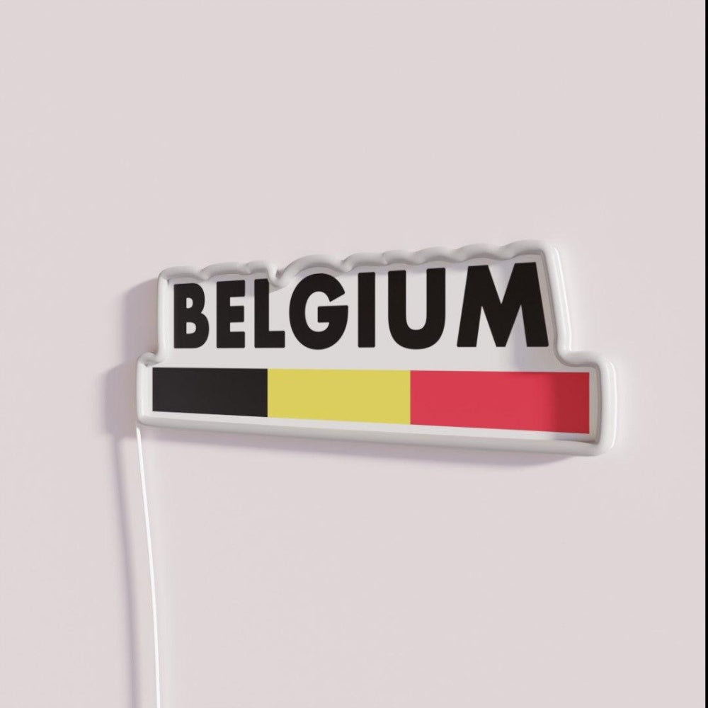 Belgium Flag Minimalist Rgb Led Neon Sign - Neon sign mounted on wall in room