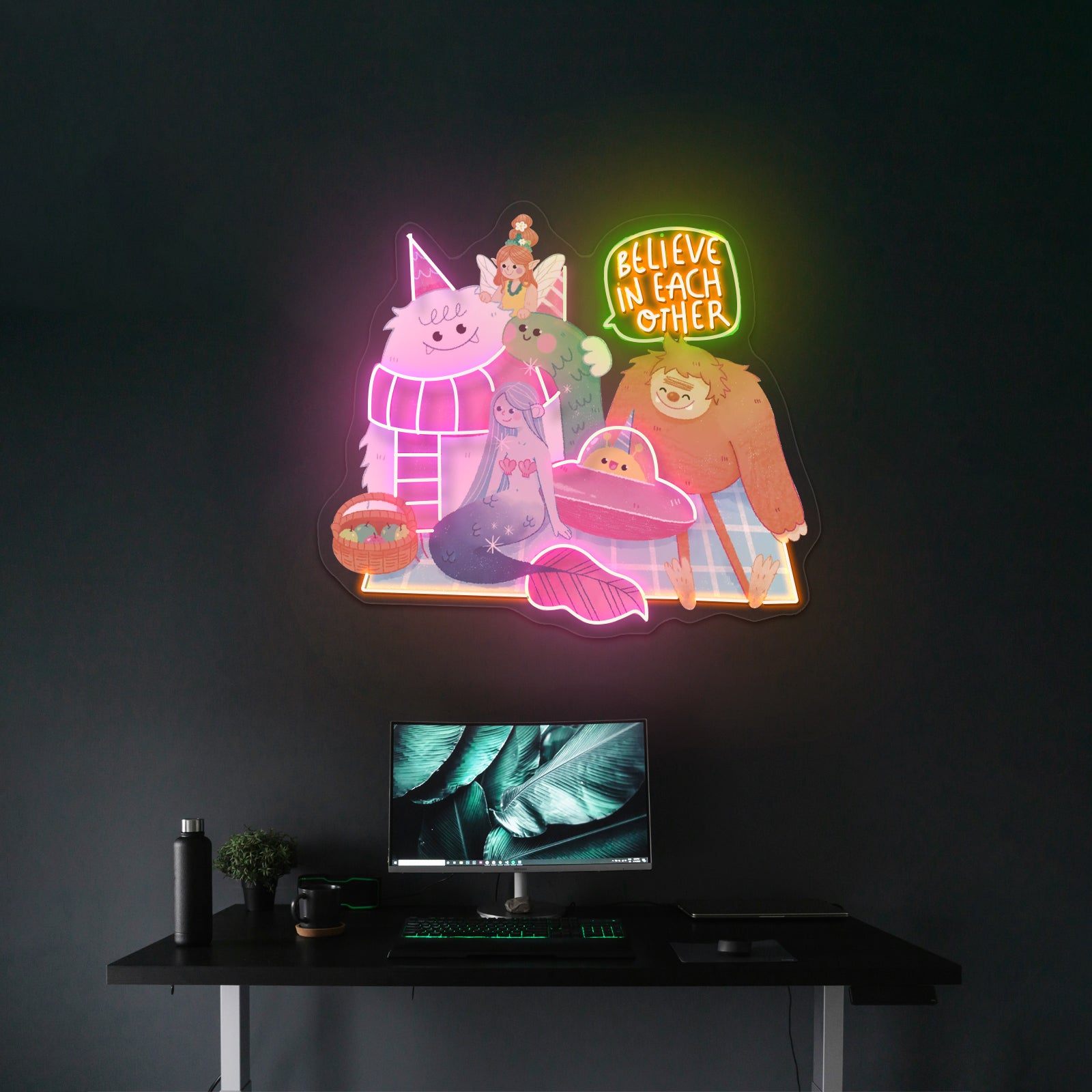 Believe In Each Other Big Foot Mermaid Fairy Alien Yeti Monster Neon Signs