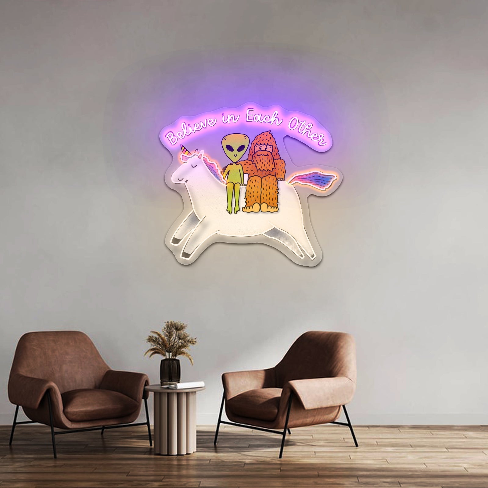 Believe In Each Other Mythical Creatures Neon Signs - Shineneon