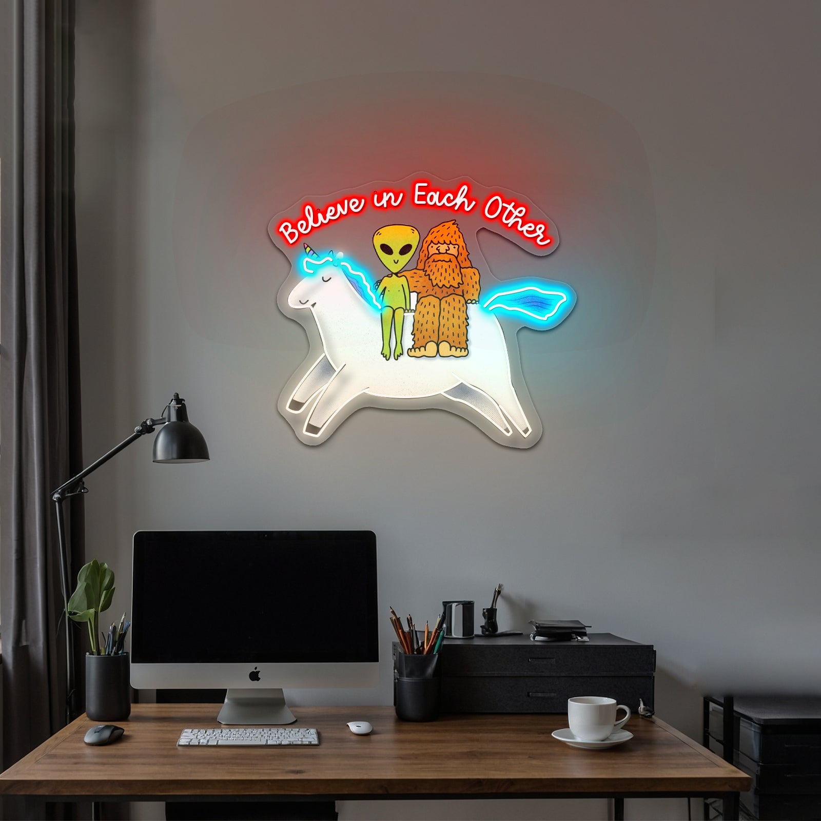 Believe In Yourself Rainbow Unicorn Large Neon Signs - Shineneon