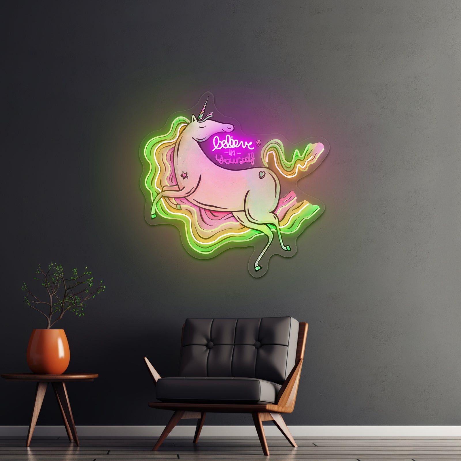 Believe In Yourself Rainbow Unicorn Large Neon Signs - Shineneon