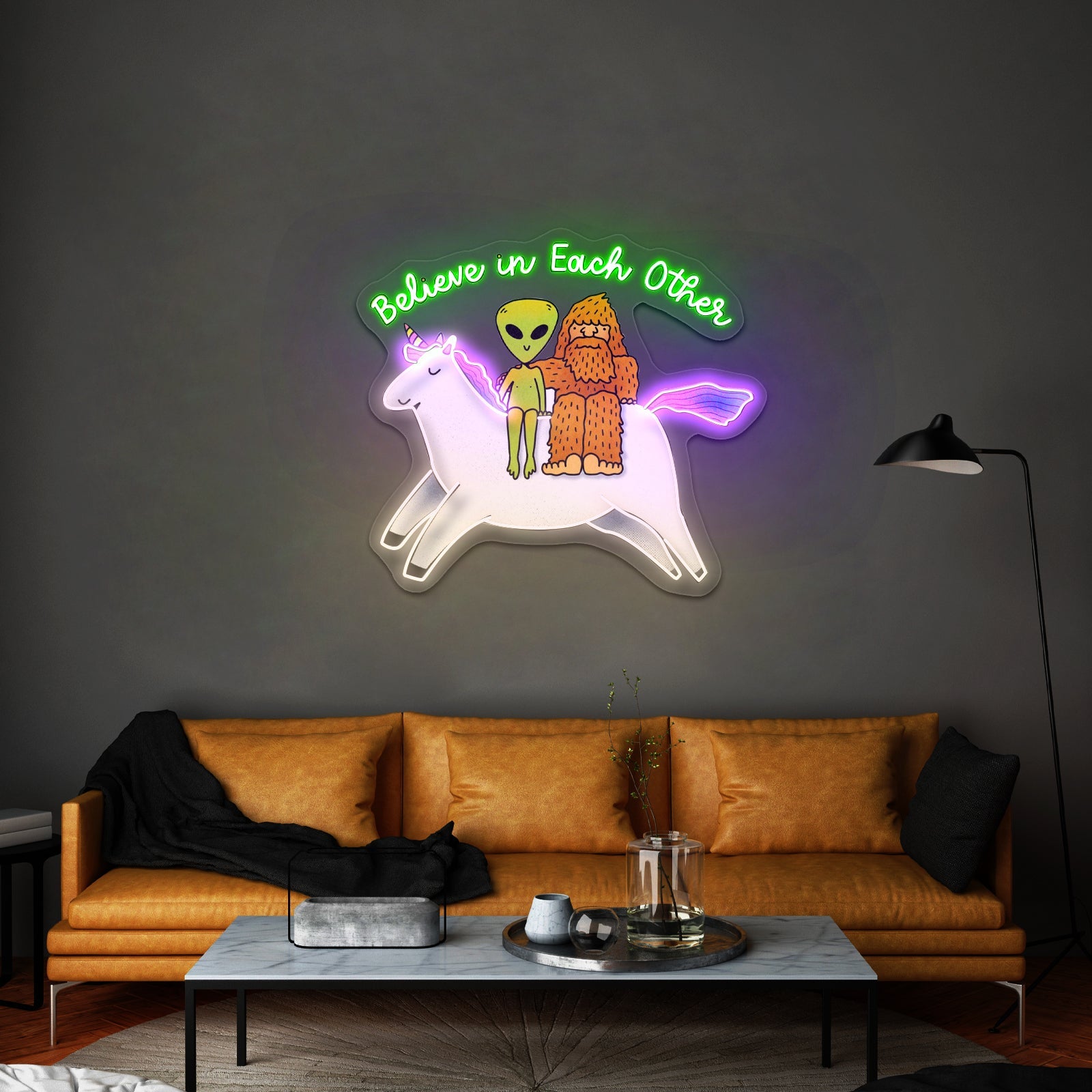Believe In Yourself Rainbow Unicorn Large Neon Signs - Shineneon