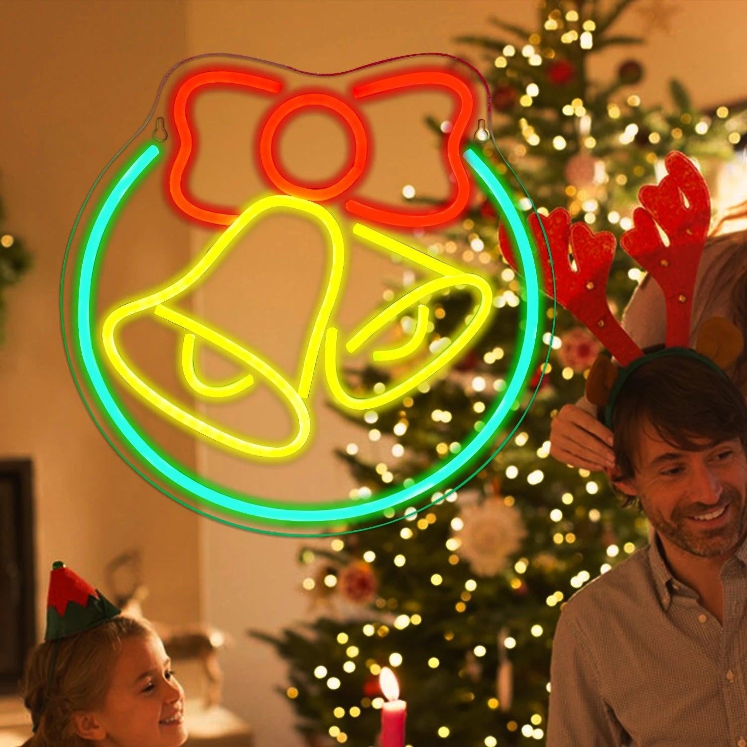 Bell Christmas Red Yellow Green Led Neon Sign For Holiday Home Decor | Shineneon