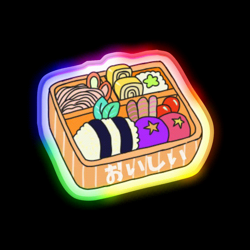 Bento Snack Food Led Neon Sign Rgb Color - LED neon sign close-up detail