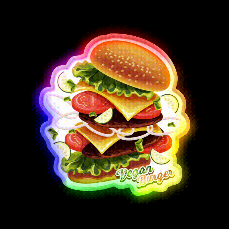 Berger Vegan Berger Food Fast Led Neon Sign For Burger Place Rgb Color