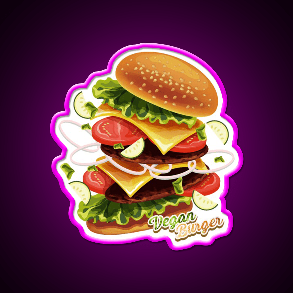 Berger Vegan Berger Food Fast Led Neon Sign For Burger Place Rgb Color - Shineneon
