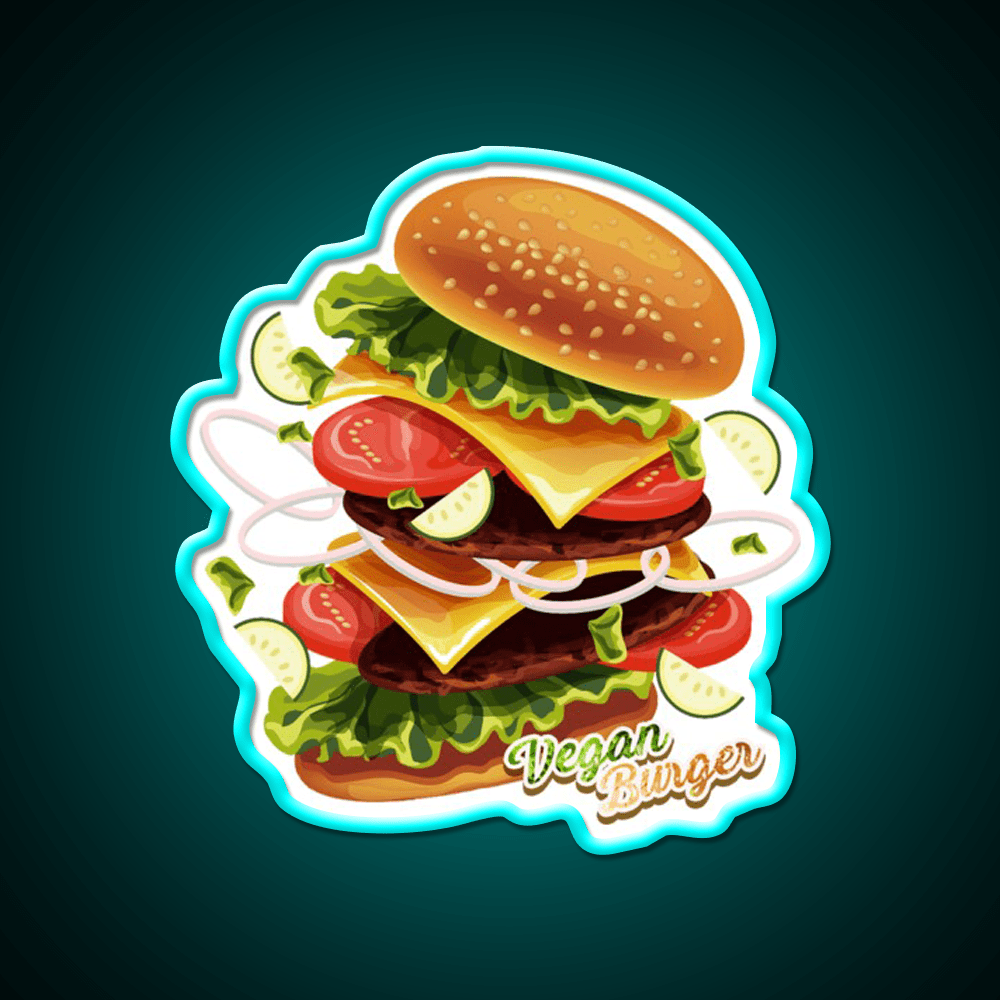 Berger Vegan Berger Food Fast Led Neon Sign For Burger Place Rgb Color - Shineneon